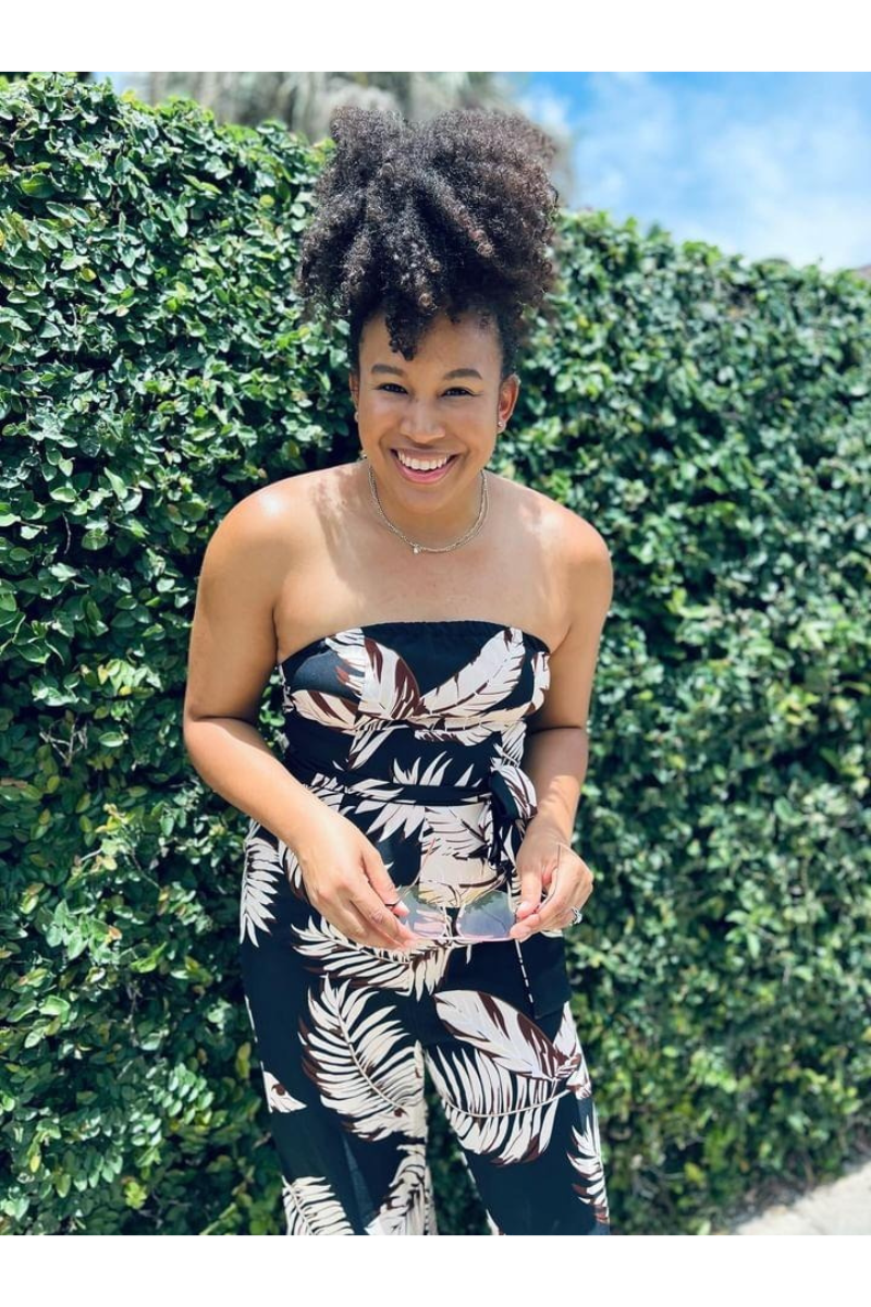 Tropical Leaf Strapless Jumpsuit | Black & Cream