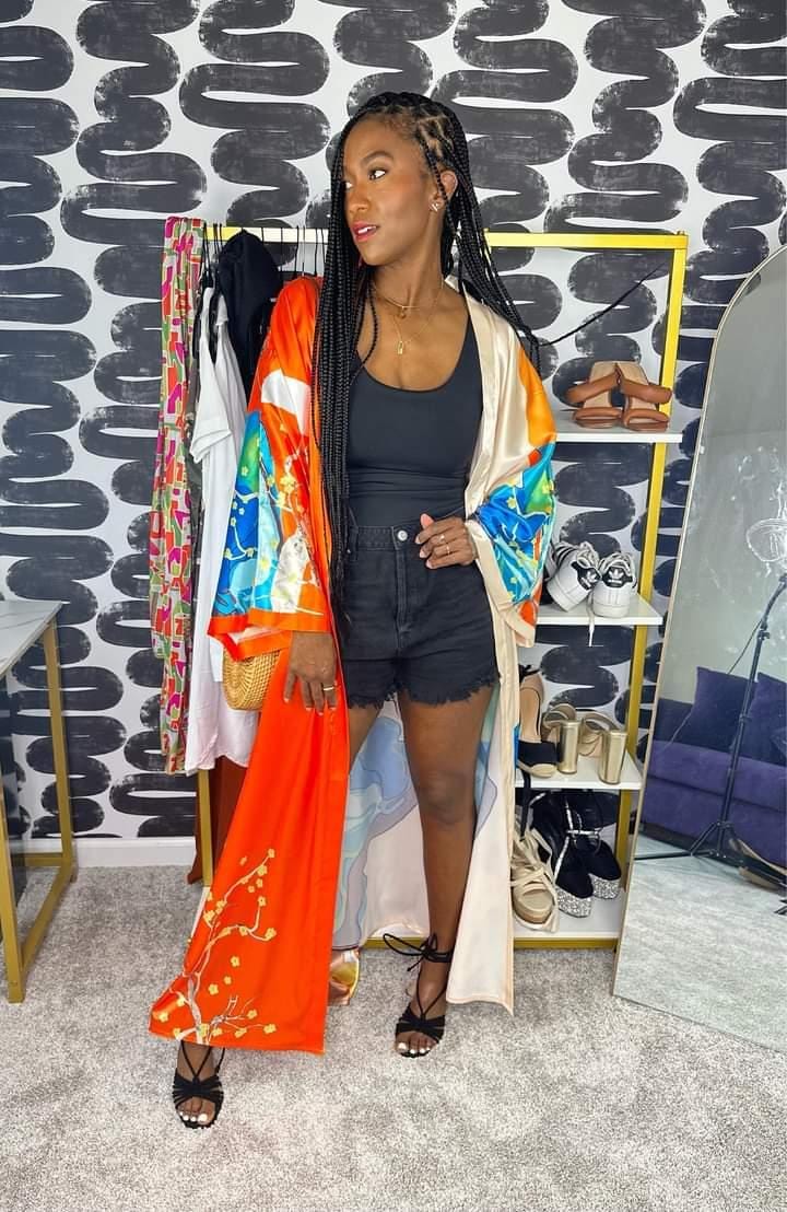 Kimono Maxi Cardigan | Orange - Noir Envy Boutique