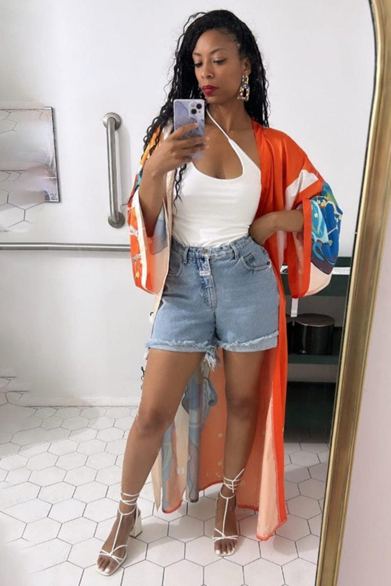Kimono Maxi Cardigan | Orange - Noir Envy Boutique