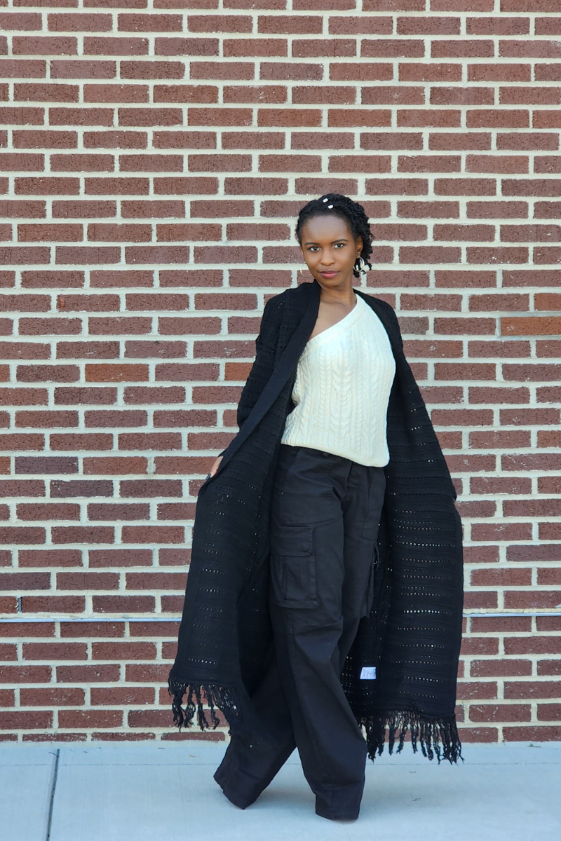 Knit Maxi Fringe Hem Cardigan | Black - Noir Envy Boutique