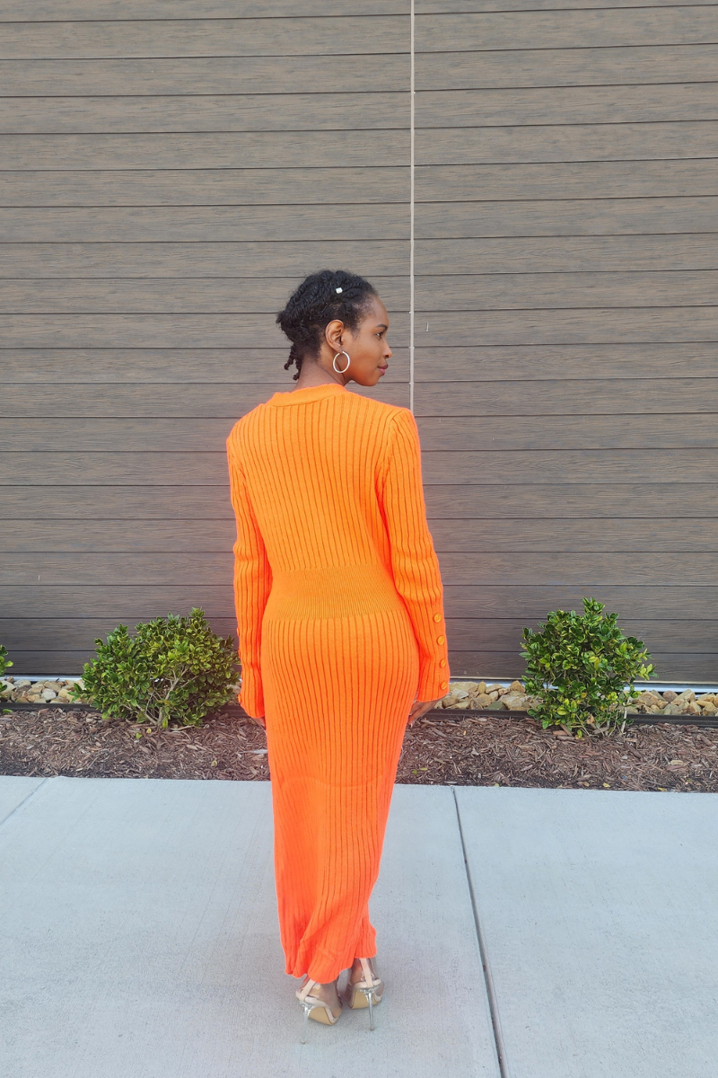 Knit Midi Dress | Orange - Noir Envy Boutique