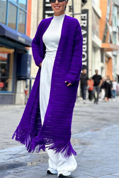 Knit Maxi Cardigan | Purple