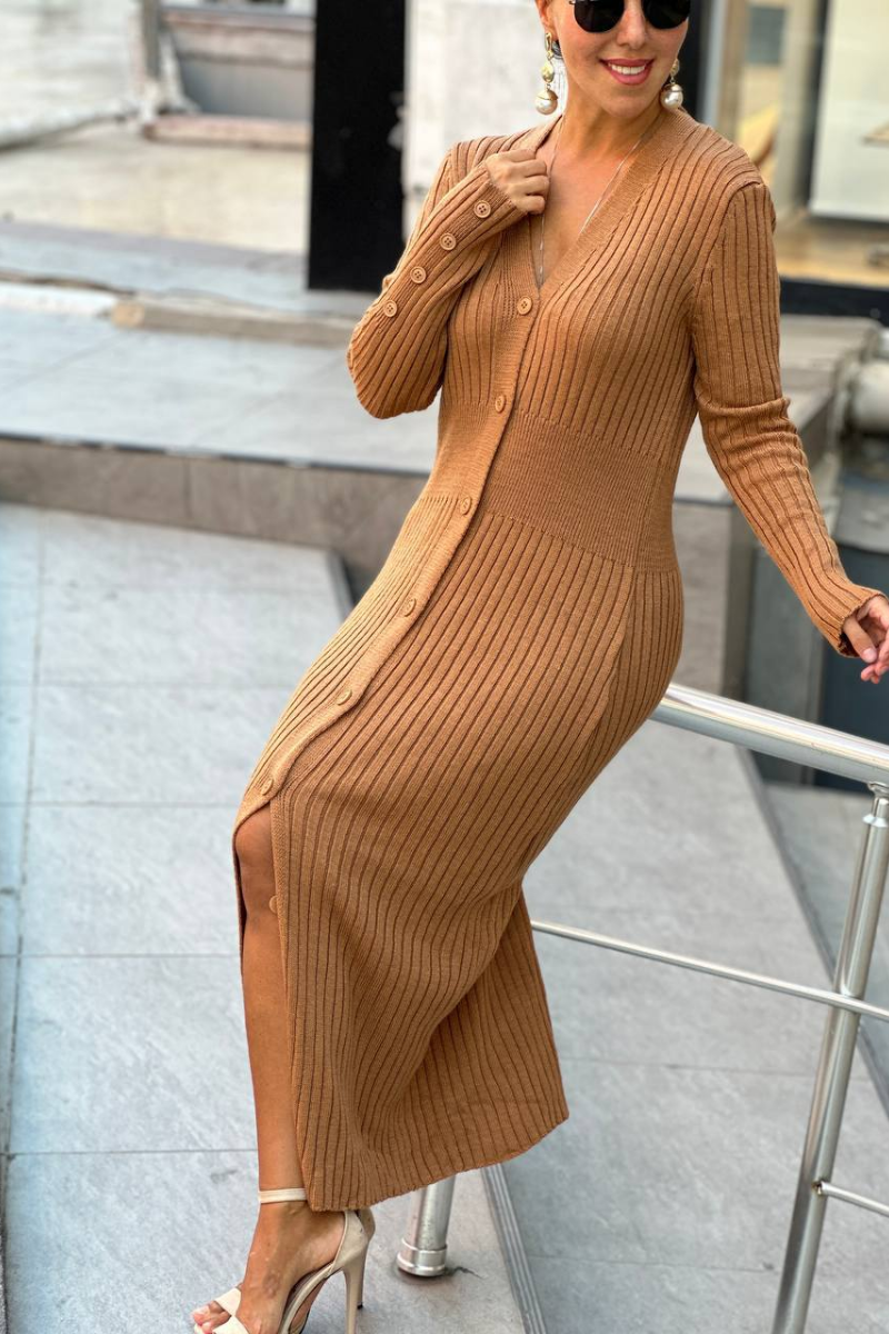 Knit Midi Dress | Brown - Noir Envy Boutique