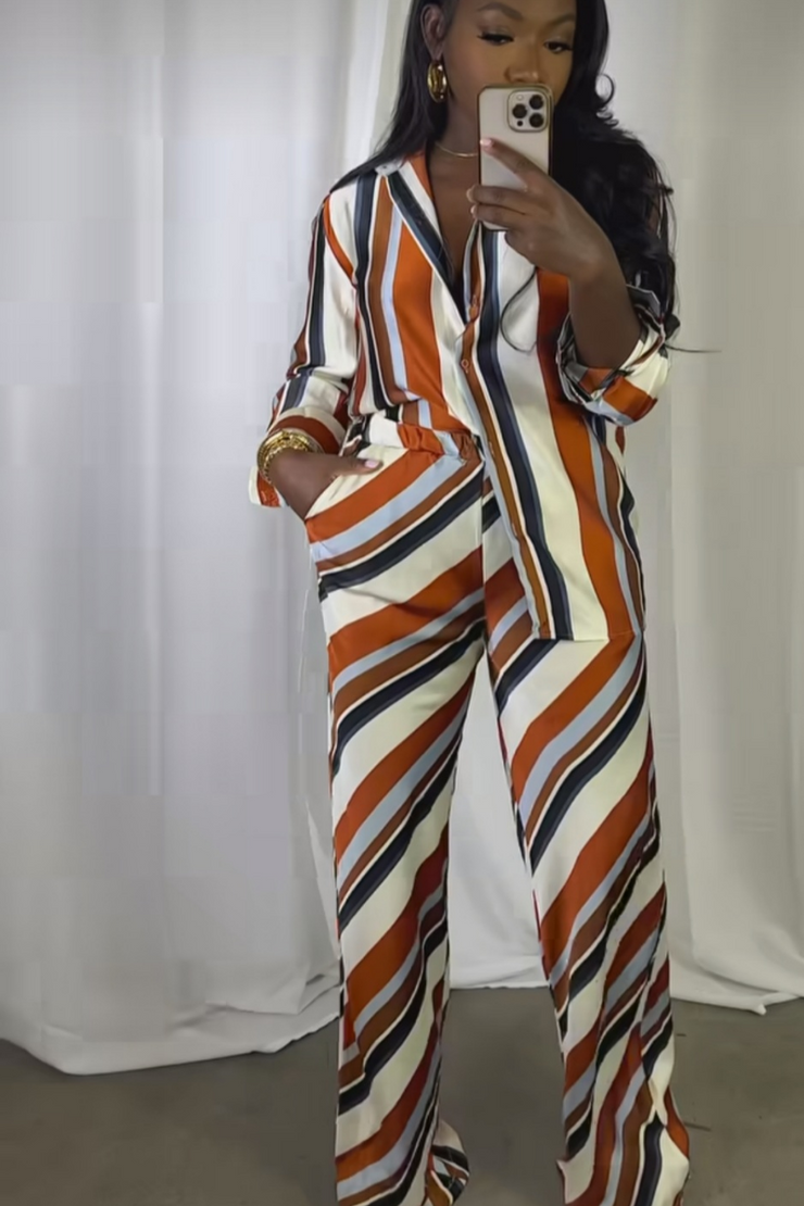 Multi Striped Pant Set