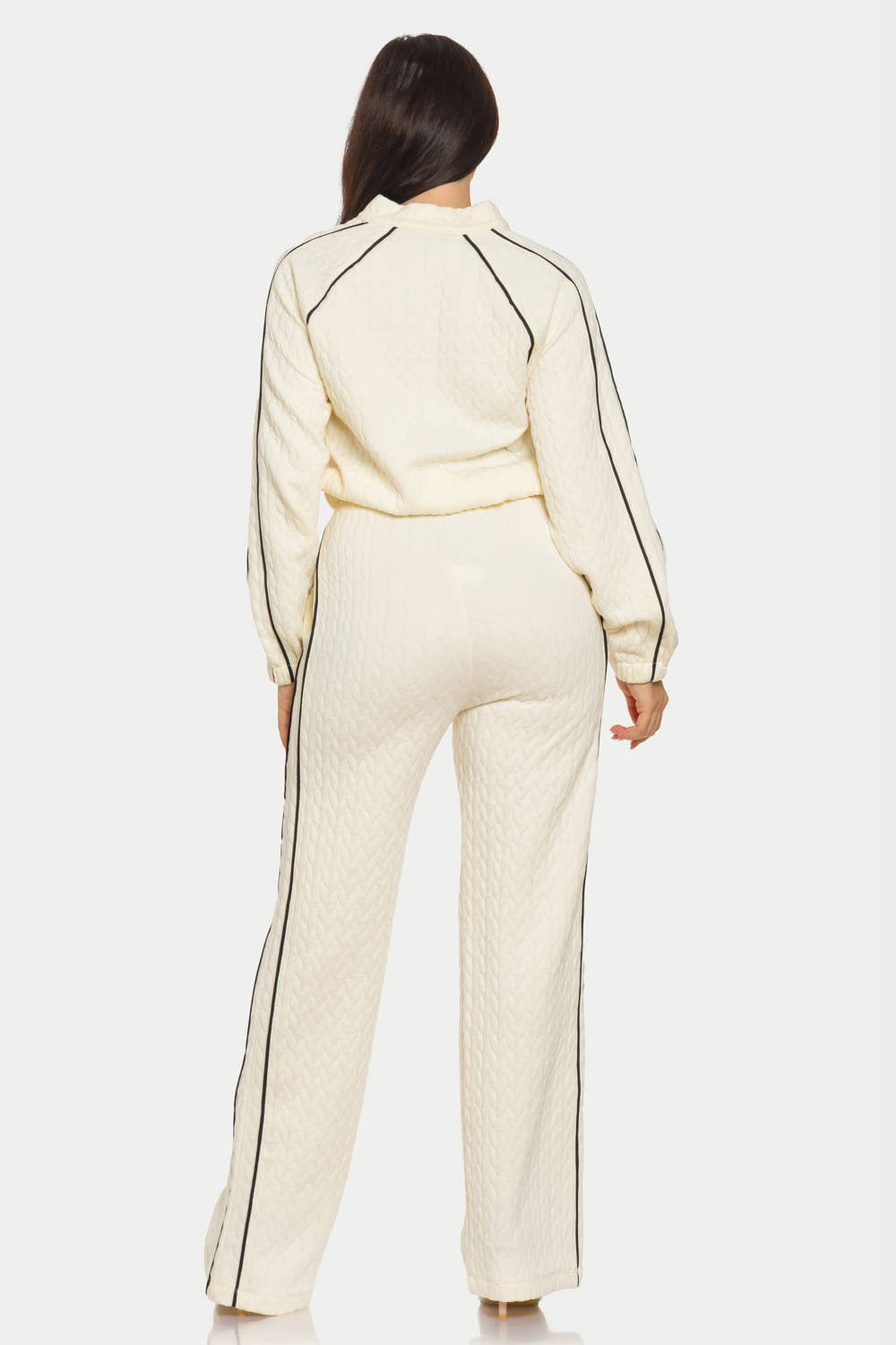 Quilted Zip Up Track Set - Cream