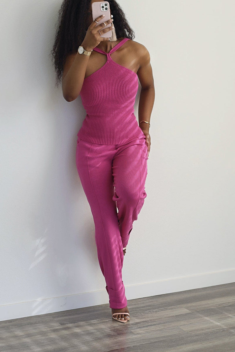 Deja Two Piece Pant Set | Magenta - Noir Envy Boutique