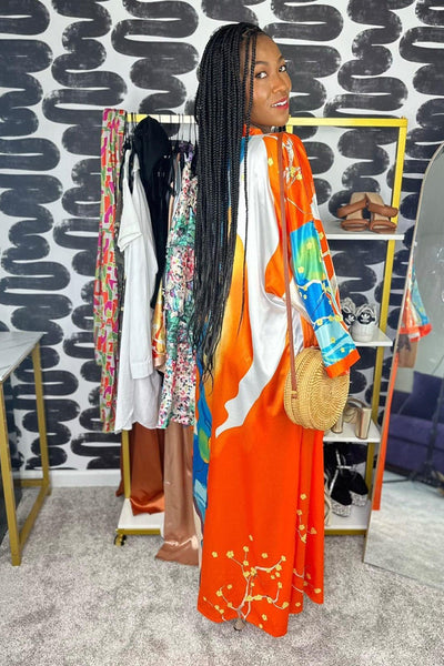 Kimono Maxi Cardigan | Orange - Noir Envy Boutique