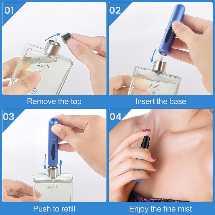 Perfume Travel Refillable Spray Bottle Atomizer | 6 pack 5ml/0.2oz - Noir Envy Boutique