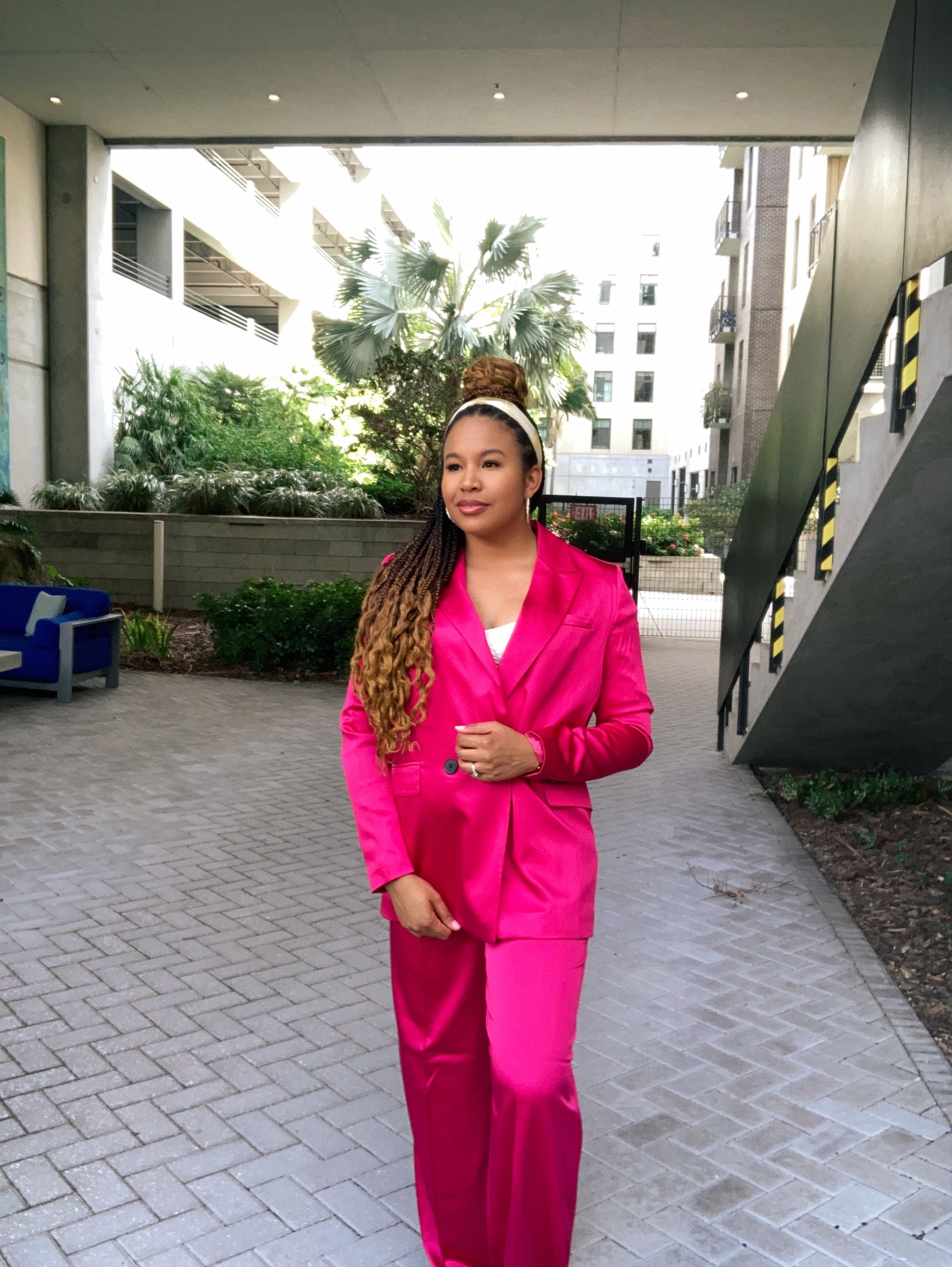 Satin Blazer Set | Fuchsia - Noir Envy Boutique