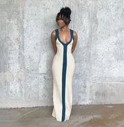 Riah Maxi Dress | Cream/Blue - Noir Envy Boutique