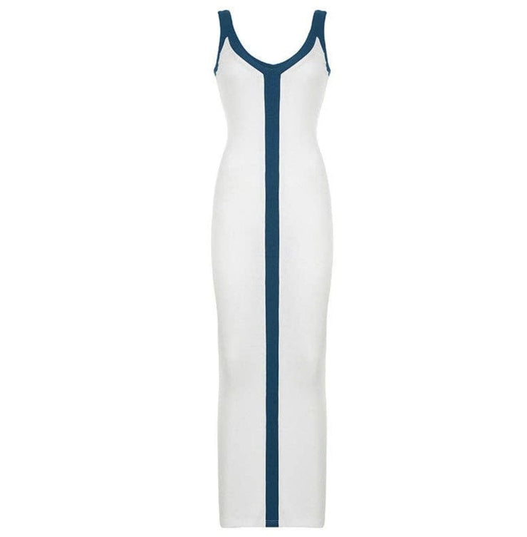 Riah Maxi Dress | Cream/Blue - Noir Envy Boutique