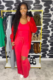 Slit Knee Pant Set | Red - Noir Envy Boutique