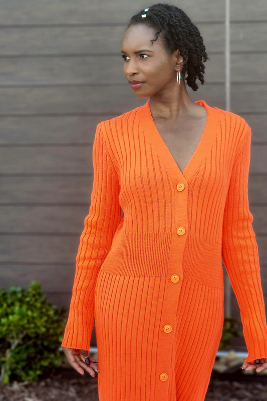 Knit Midi Dress | Orange - Noir Envy Boutique