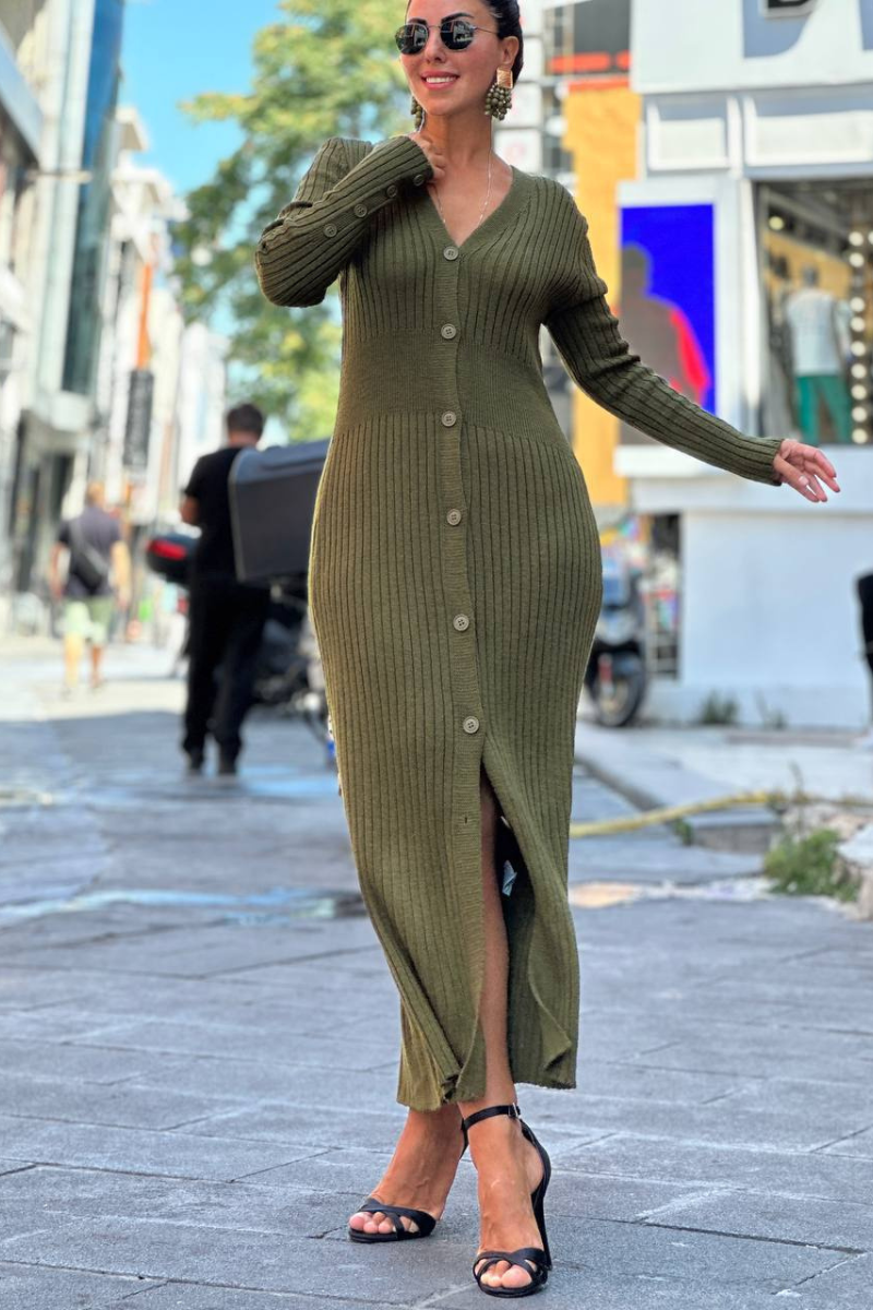 Knit Midi Dress | Olive - Noir Envy Boutique