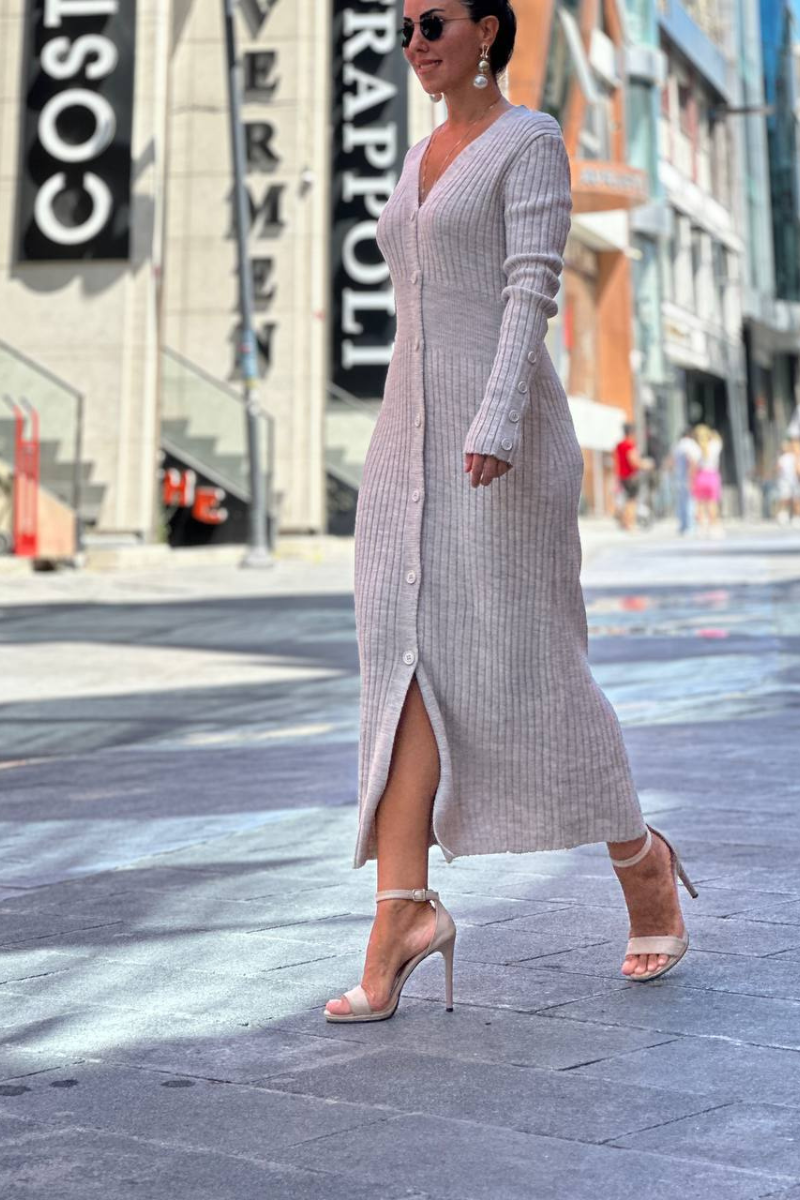 Knit Midi Dress | Heather Grey - Noir Envy Boutique