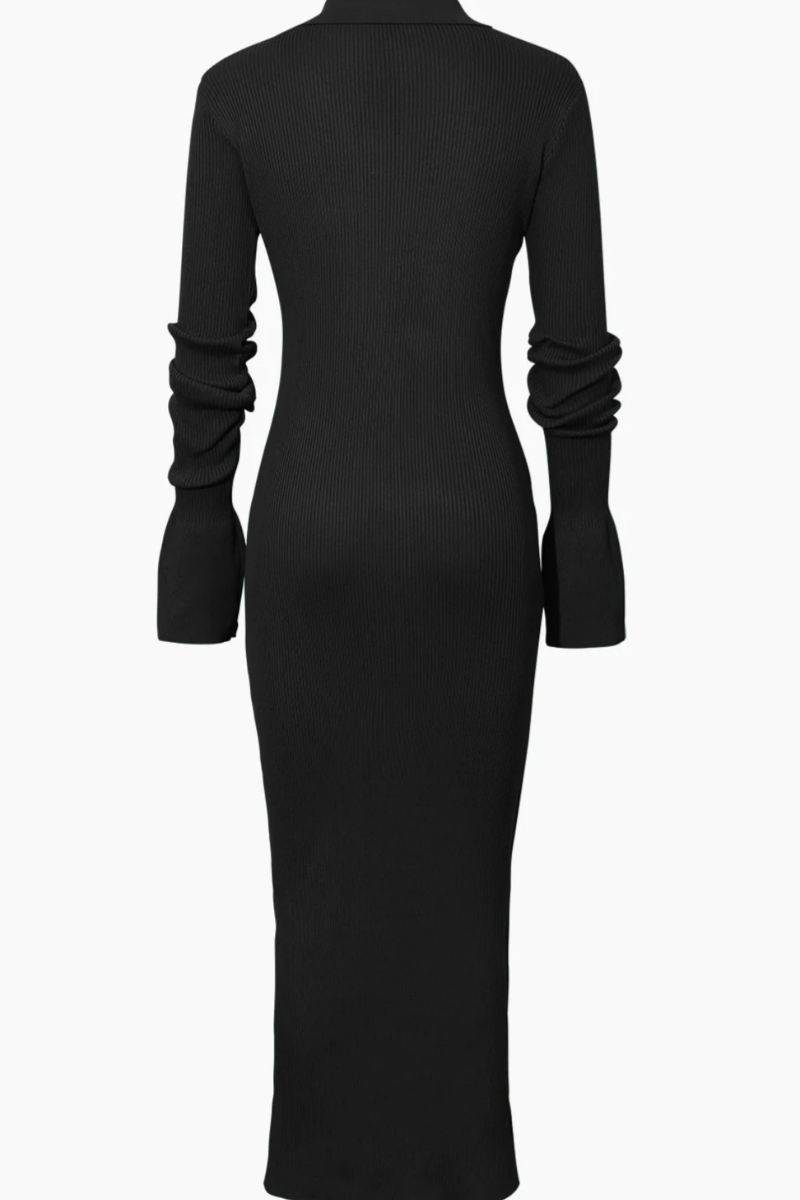 Faux Button Knit Midi Dress | Black - Noir Envy Boutique