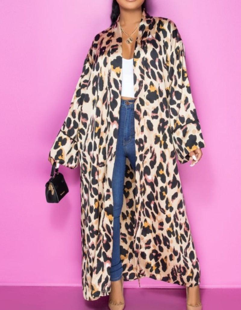 Leopard Kimono with jeans and heels