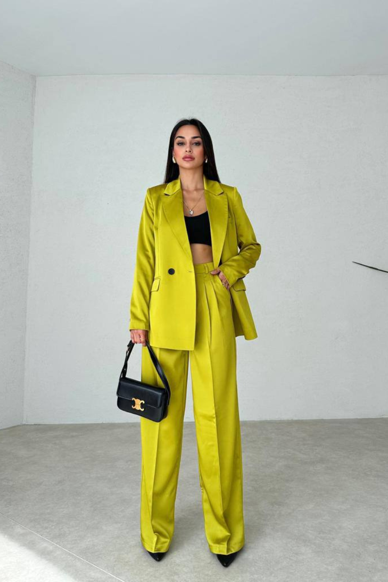 Satin Blazer Set | Green