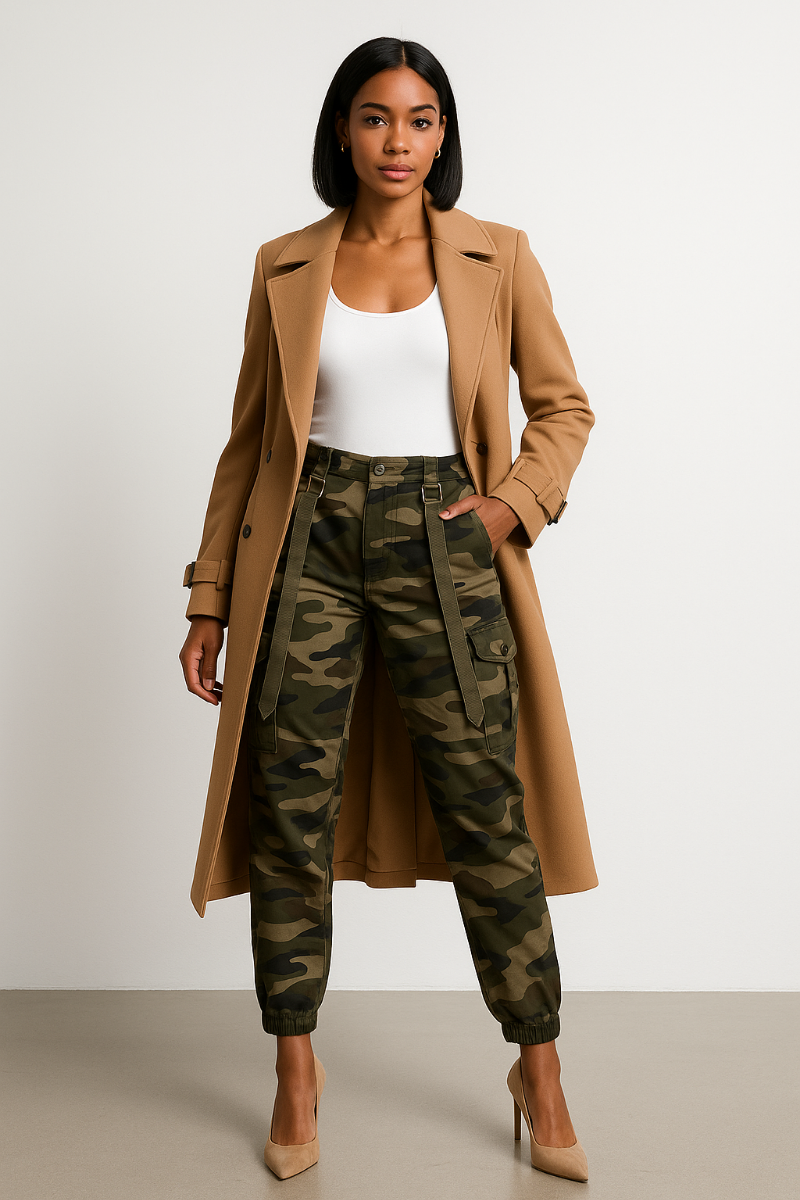 Camouflage Suspender Jogger Pants