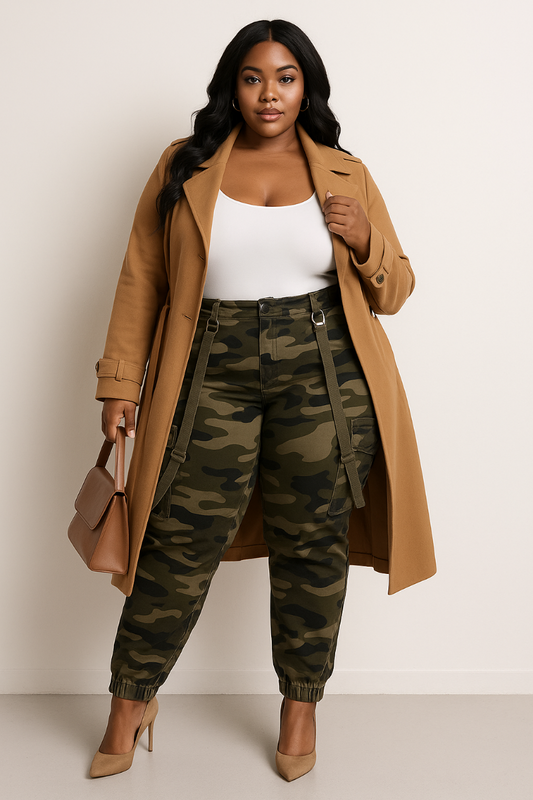 Camouflage Suspender Jogger Pants