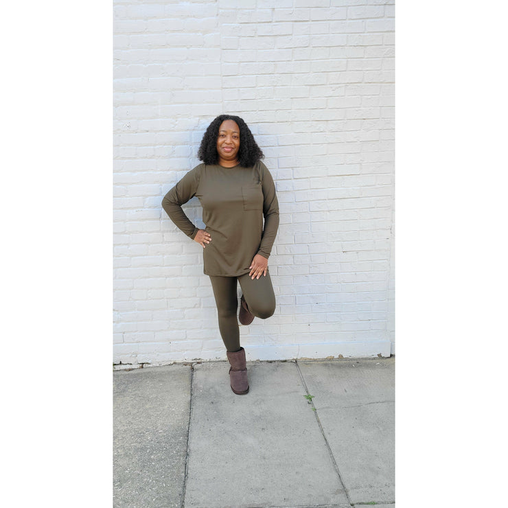 Microfiber Legging Set | Dark Olive - Noir Envy Boutique