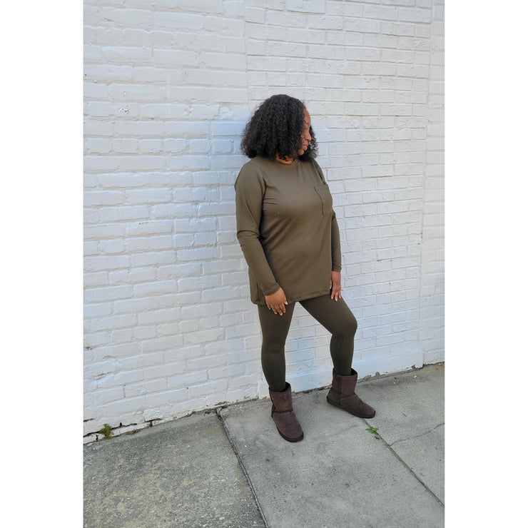 Microfiber Legging Set | Dark Olive - Noir Envy Boutique