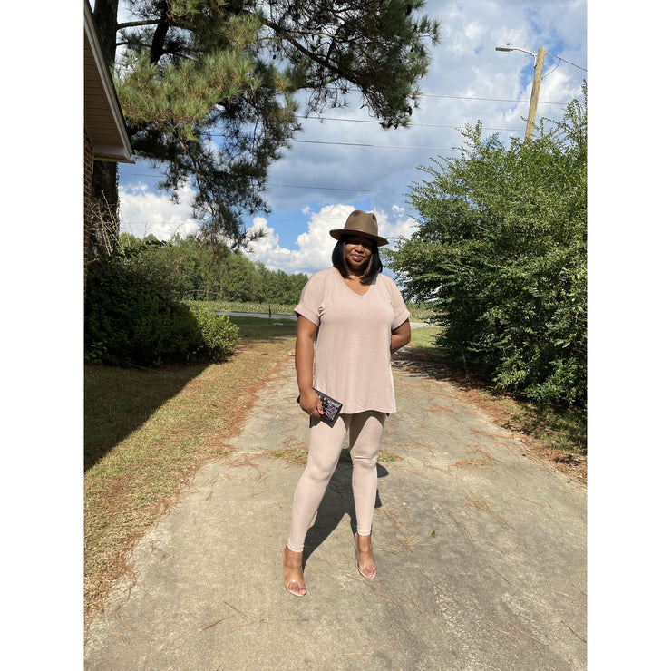 V- Neck Legging Set | Ash Mocha - Noir Envy Boutique