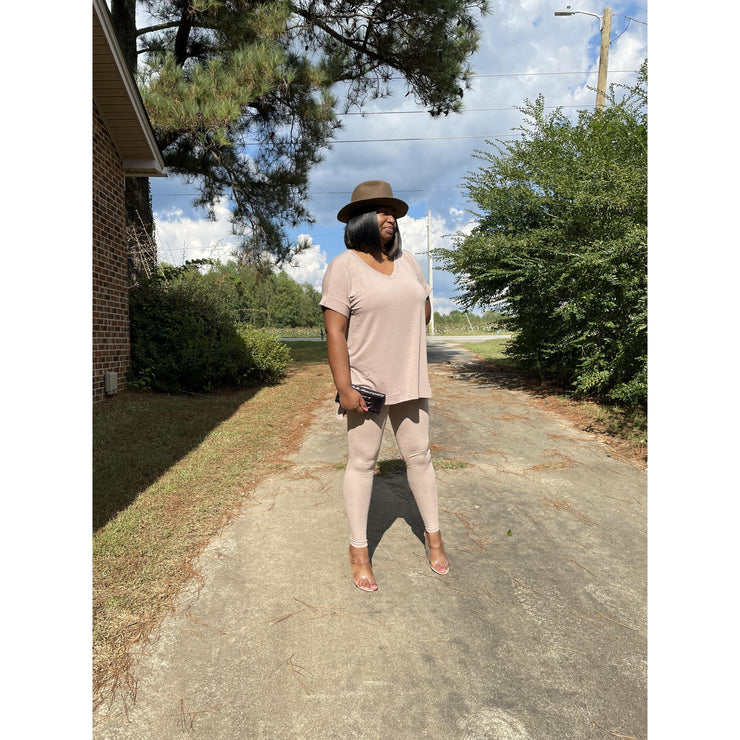V- Neck Legging Set | Ash Mocha - Noir Envy Boutique
