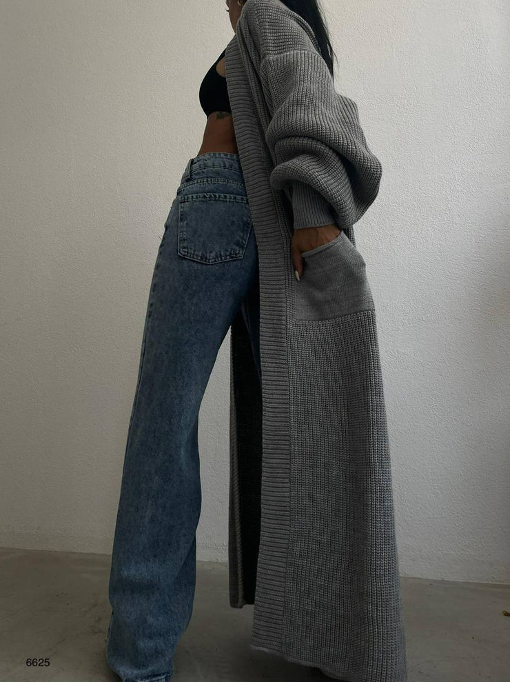 Maxi Cardigan | Grey - Noir Envy Boutique