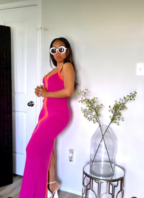 Riah Maxi Dress | Magenta/Orange - Noir Envy Boutique