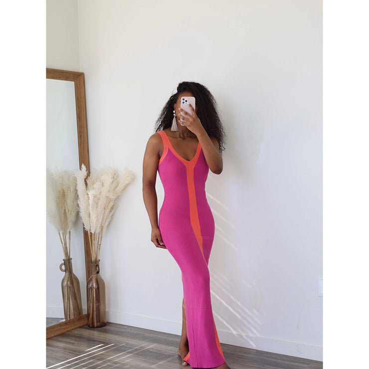 Riah Maxi Dress | Magenta/Orange - Noir Envy Boutique