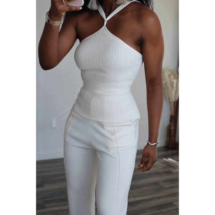 Cream Pant Set with backless tank| Cream - Noir Envy Boutique