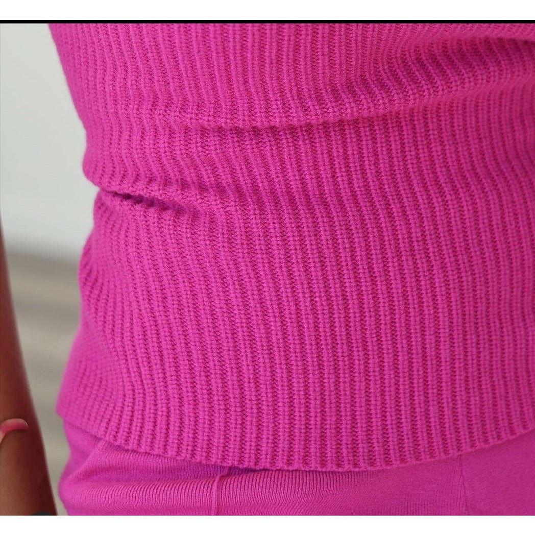 Pink Highwaist Knit Pant Set | Magenta - Noir Envy Boutique