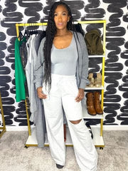 Slit Knee Pant Set | Grey - Noir Envy Boutique