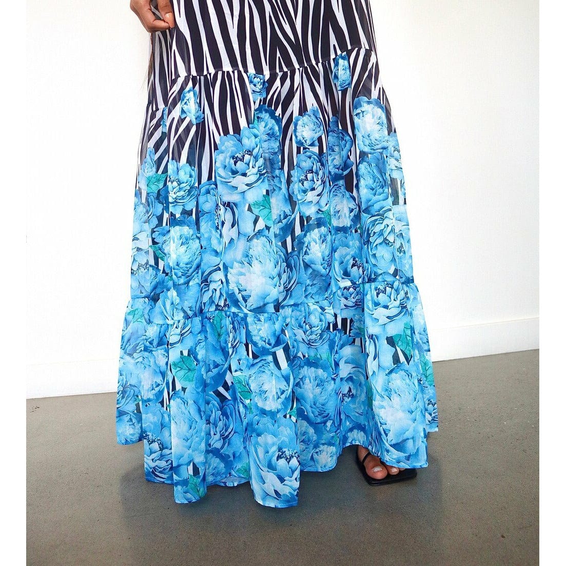 Black + Blue  Floral Maxi Dress- Noir Envy Boutique