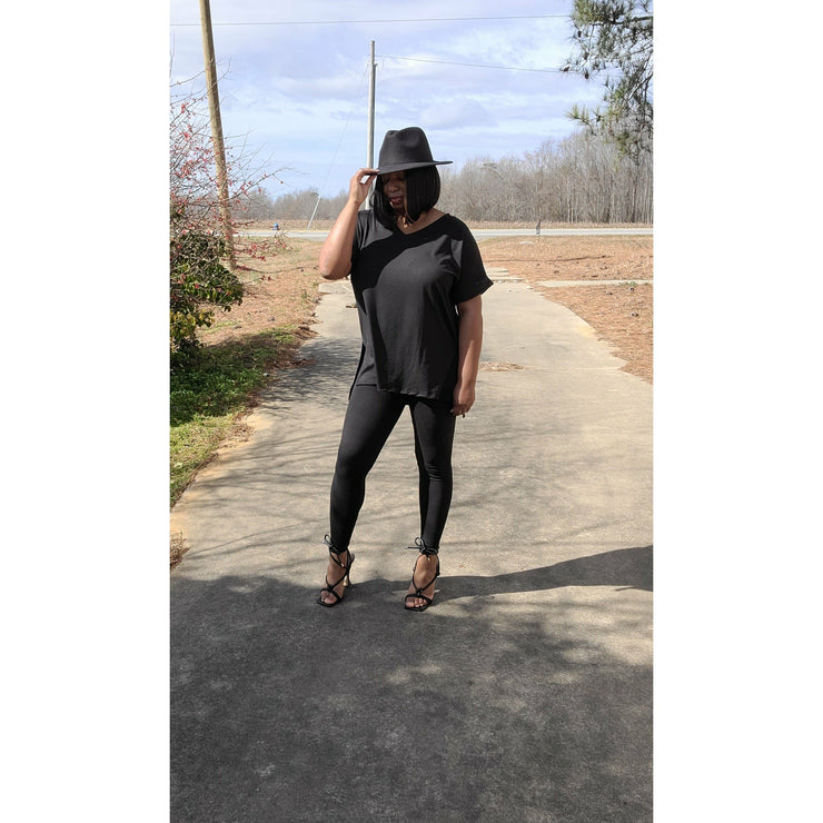 V- Neck Legging Set | Black - Noir Envy Boutique
